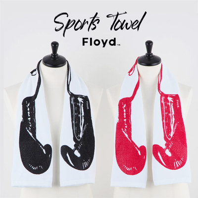 Floyd Sports Towel スポーツタオル BLACK/RED コットン W115×H42cm ボクシング グローブ