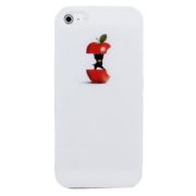 mobee iPhone5 ケース カバー アップルマーク 猫 シルエット ユニーク ハードケース レッドアップル ホワイト 【オリジナルデザイン】